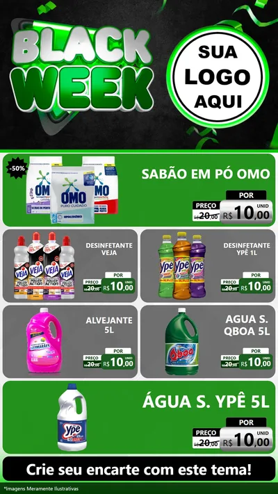 Modelo de TV para TV Vertical com o tema Black Week para Produtos de Limpeza