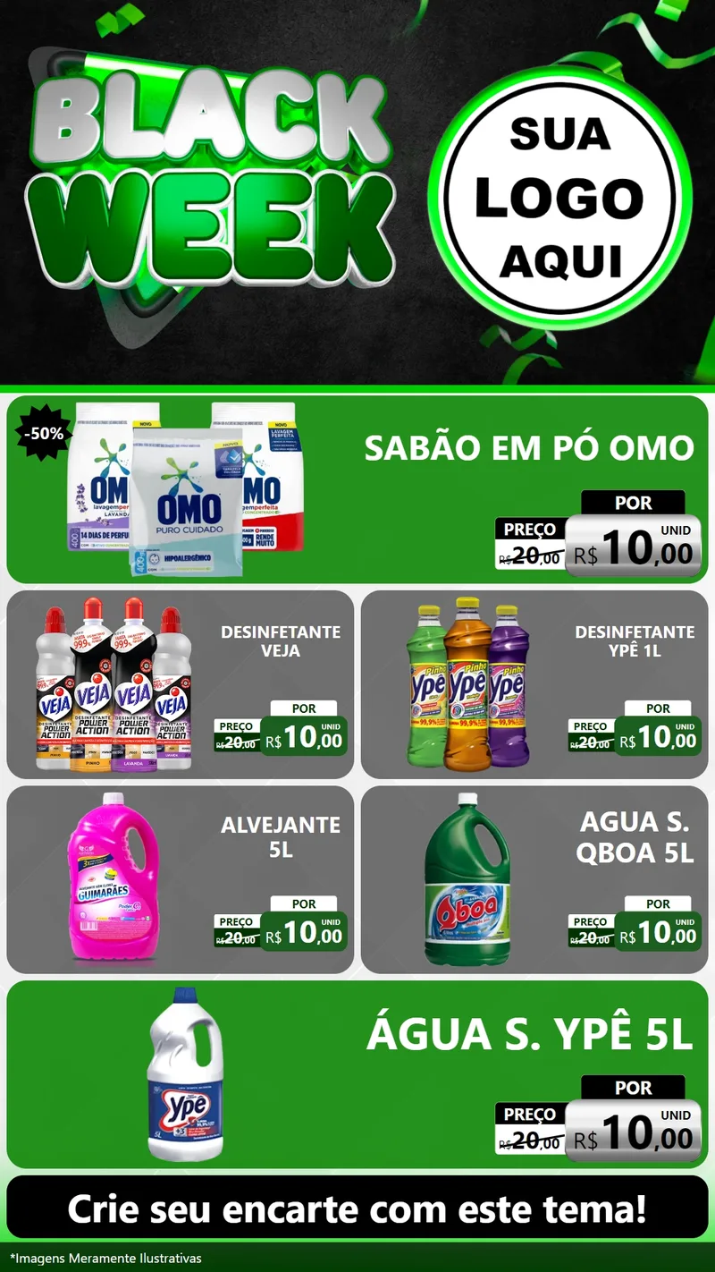 Modelo de TV para TV Vertical com o tema Black Week para Produtos de Limpeza