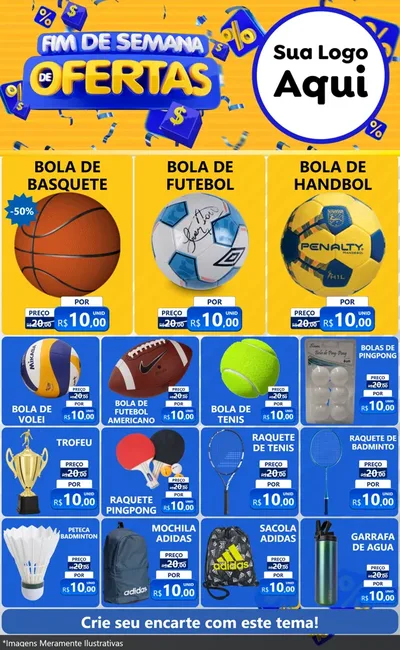 Modelo de Encarte para Encarte Grande com o tema Fim de Semana de Ofertas para Artigos Esportivos