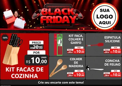 Modelo de Encarte para Encarte A4 Horizontal com o tema Black Friday para Utilidades Domésticas