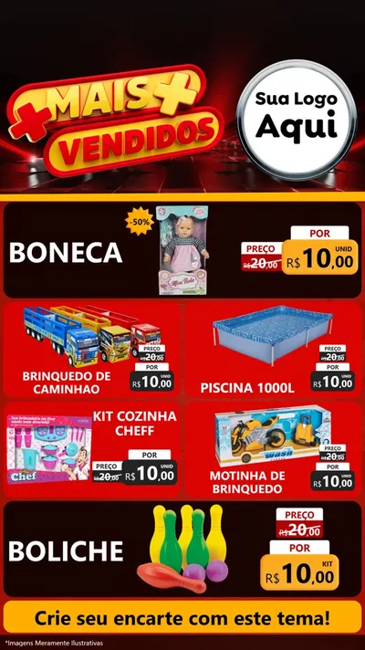 Modelo de TV para TV Vertical com o tema Mais Vendidos para Brinquedos