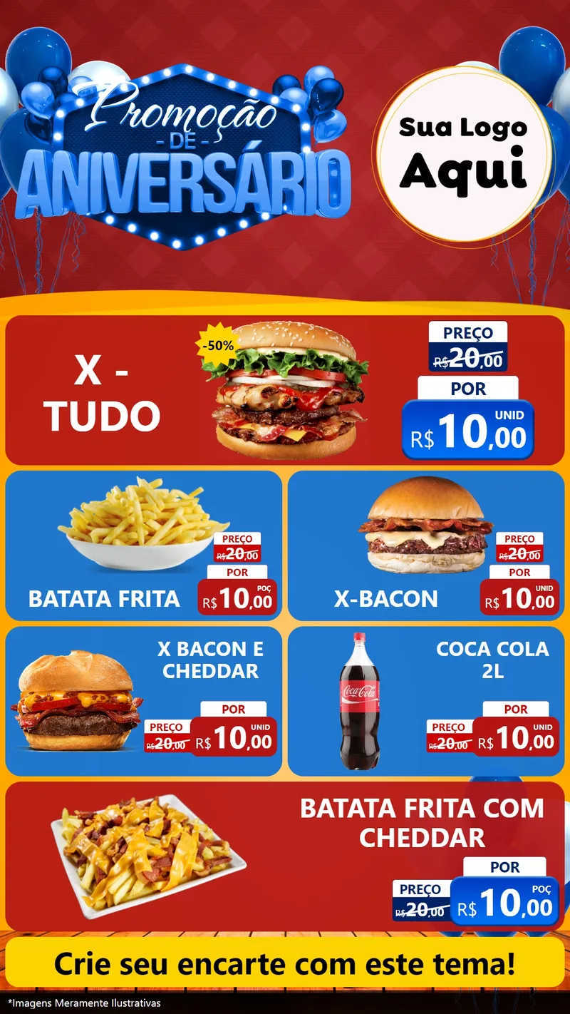 Modelo de TV para TV Vertical com o tema Promoção de Aniversário para Hamburgueria