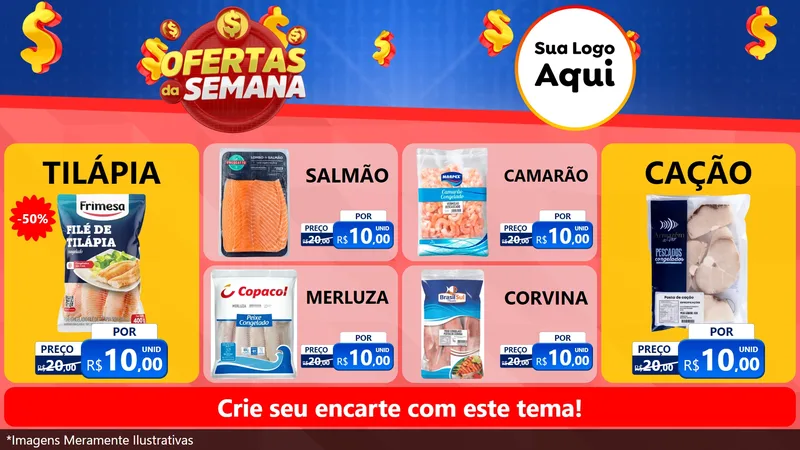 Modelo de TV para TV Horizontal com o tema Ofertas Da Semana para Peixaria