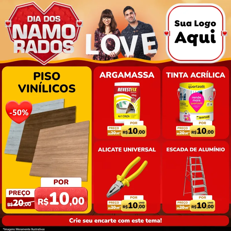 Modelo de Rede Social para Feed Facebook com o tema Dia dos Namorados para Material para Construção