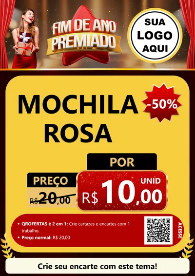Modelo de Cartaz para Cartaz A4 Vertical com o tema Fim de Ano Premiado para Papelaria
