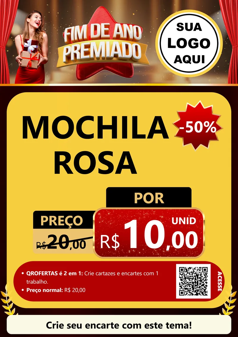 Modelo de Cartaz para Cartaz A4 Vertical com o tema Fim de Ano Premiado para Papelaria