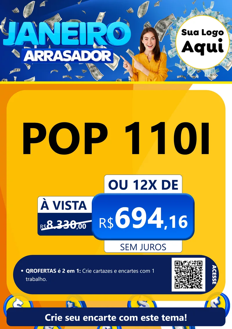 Modelo de Cartaz para Cartaz A4 Vertical com o tema Janeiro Arrasador para Concessionaria de Motos
