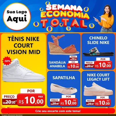 Modelo de Rede Social para Feed Facebook com o tema Semana Economia Total para Calçados