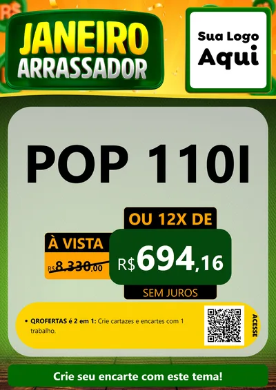 Modelo de Cartaz para Cartaz A4 Vertical com o tema Janeiro Arrasador para Concessionaria de Motos