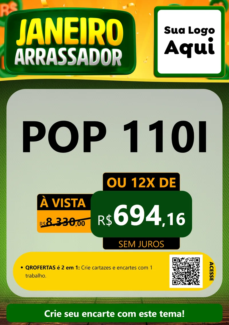 Modelo de Cartaz para Cartaz A4 Vertical com o tema Janeiro Arrasador para Concessionaria de Motos