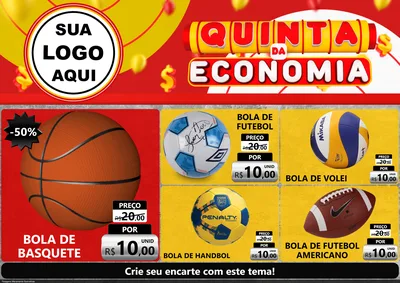 Modelo de Encarte para Encarte A4 Horizontal com o tema Quinta da Economia para Artigos Esportivos