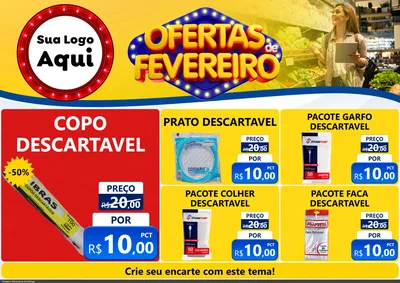 Modelo de Encarte para Encarte A4 Horizontal com o tema Ofertas de Fevereiro para Embalagens