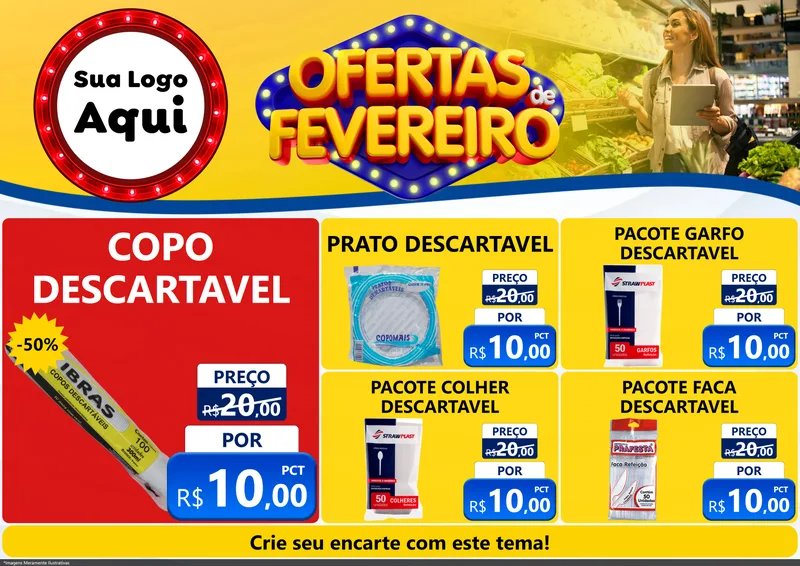 Modelo de Encarte para Encarte A4 Horizontal com o tema Ofertas de Fevereiro para Embalagens