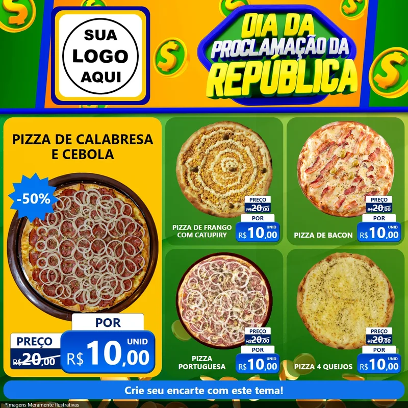 Modelo de Rede Social para Feed Facebook com o tema Dia Da Proclamação da República para Pizzaria