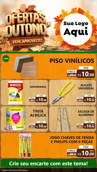 Modelo de TV para TV Vertical com o tema Ofertas de Outono - Vem, Aproveite! para Material para Construção
