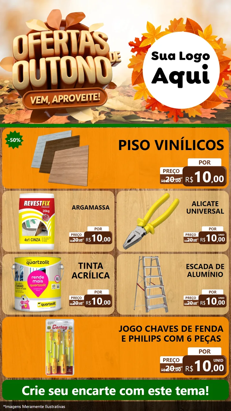 Modelo de TV para TV Vertical com o tema Ofertas de Outono - Vem, Aproveite! para Material para Construção