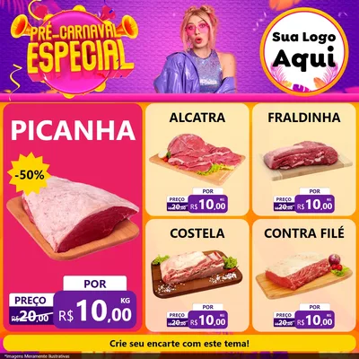 Modelo de Rede Social para Feed Facebook com o tema Pré-Carnaval Especial para Açougue