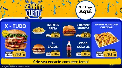 Modelo de TV para TV Horizontal com o tema Semana do Cliente para Hamburgueria