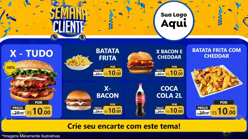 Modelo de TV para TV Horizontal com o tema Semana do Cliente para Hamburgueria