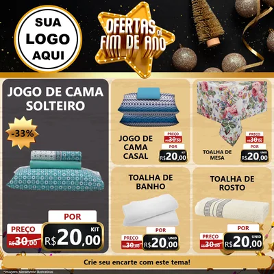 Modelo de Rede Social para Feed Facebook com o tema Ofertas de Fim de Ano para Cama, Mesa e Banho