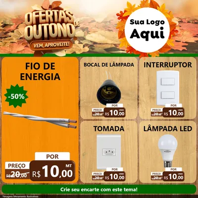 Modelo de Rede Social para Feed Facebook com o tema Ofertas de Outono - Vem, Aproveite! para Materiais Elétricos