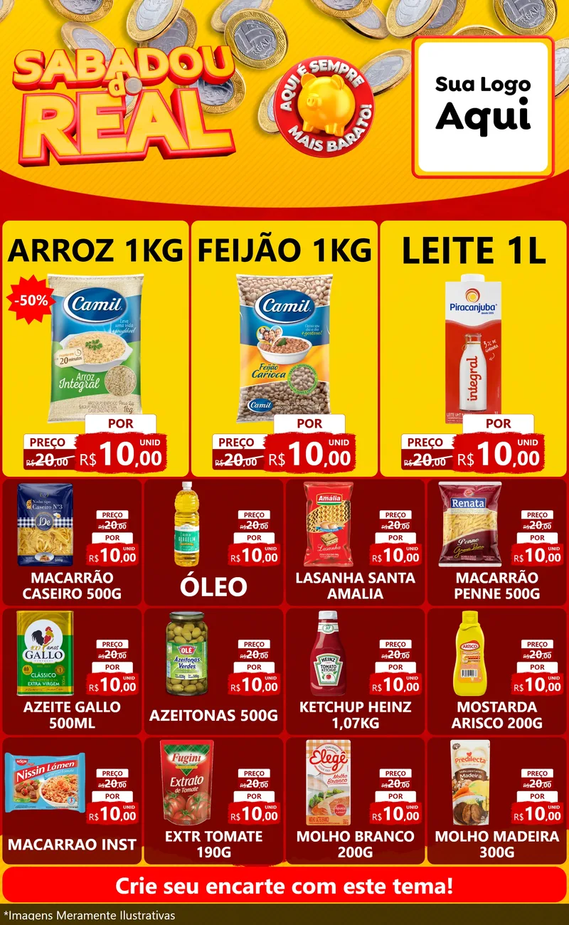 Modelo de Encarte para Encarte Grande com o tema Sabadou do Real para Supermercado