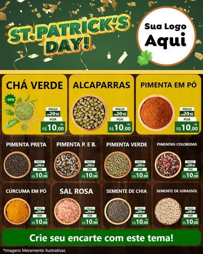 Modelo de Rede Social para Feed Instagram com o tema St Patriks Day para Produtos Naturais