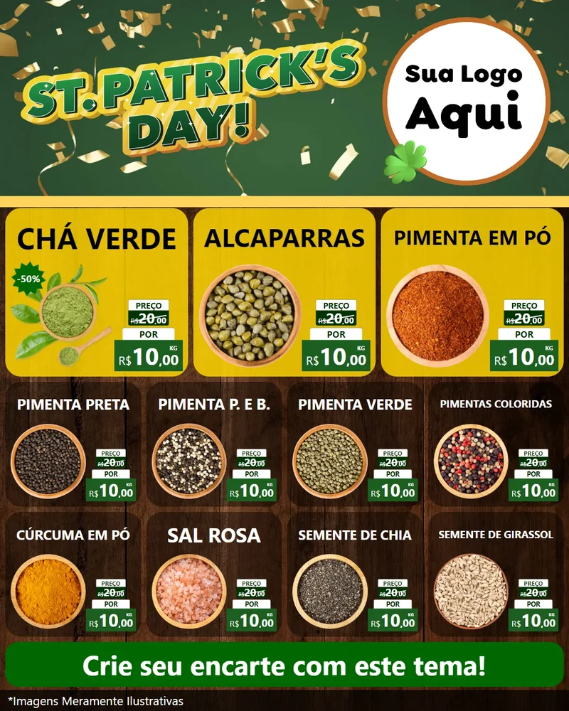 Modelo de Rede Social para Feed Instagram com o tema St Patriks Day para Produtos Naturais