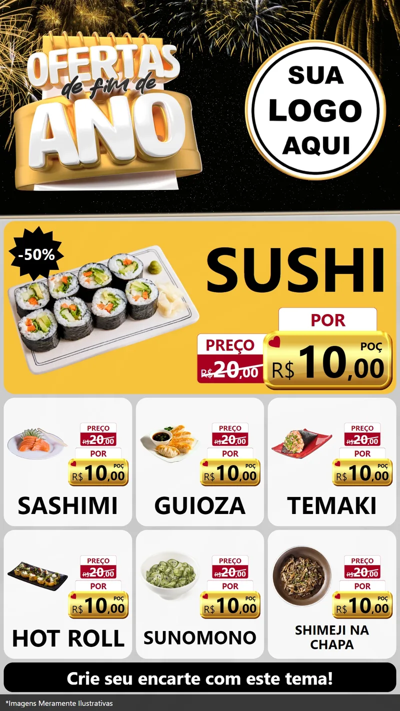Modelo de Rede Social para Stories com o tema Ofertas de Fim de Ano para Comida japonesa