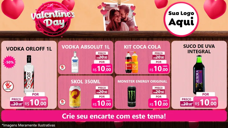 Modelo de TV para TV Horizontal com o tema Valentine's Day para Distribuidora de bebidas