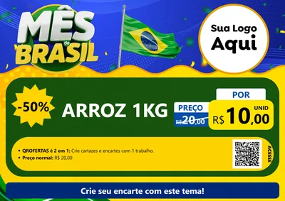 Modelo de Cartaz para Cartaz A4 Horizontal com o tema Mês do Brasil para Supermercado