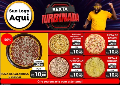Modelo de Encarte para Encarte A4 Horizontal com o tema Sexta Turbinada para Pizzaria