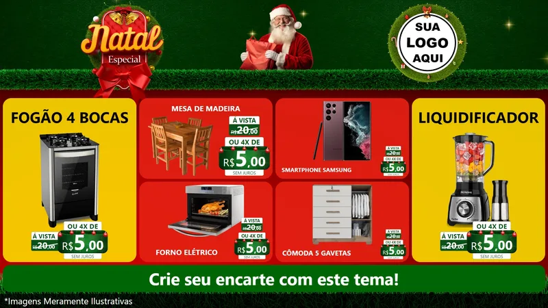 Modelo de TV para TV Horizontal com o tema Natal Especial para Móveis e Eletro