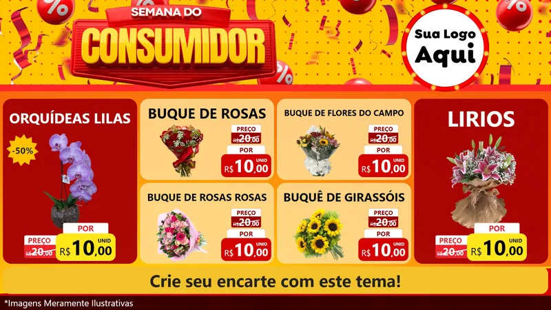 Modelo de TV para TV Horizontal com o tema Semana do Consumidor para Floricultura e jardim