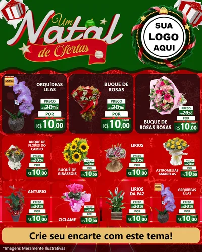 Modelo de Rede Social para Feed Instagram com o tema Um Natal de Ofertas para Floricultura e jardim
