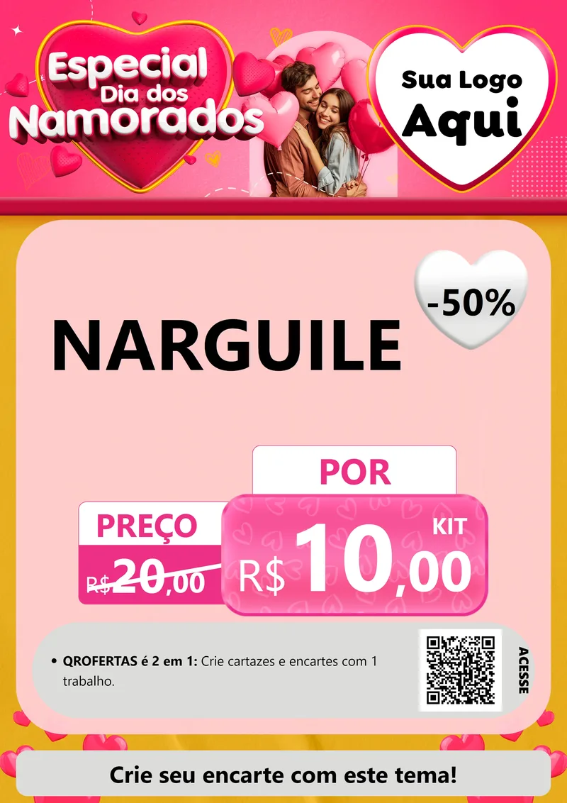 Modelo de Cartaz para Cartaz A4 Vertical com o tema Especial Dia dos Namorados para Tabacaria