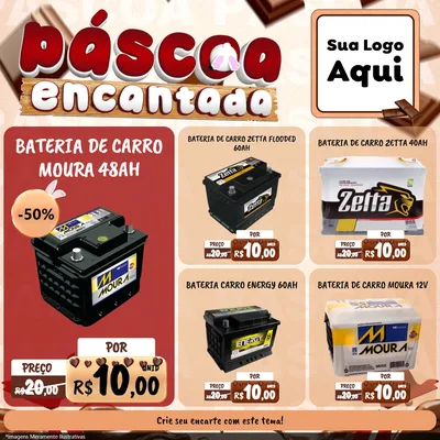 Modelo de Rede Social para Feed Facebook com o tema Páscoa Encantada para Baterias Elétricas