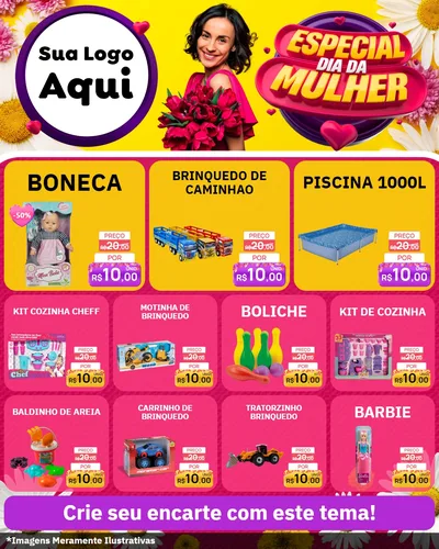 Modelo de Rede Social para Feed Instagram com o tema Especial Dia da Mulher para Brinquedos