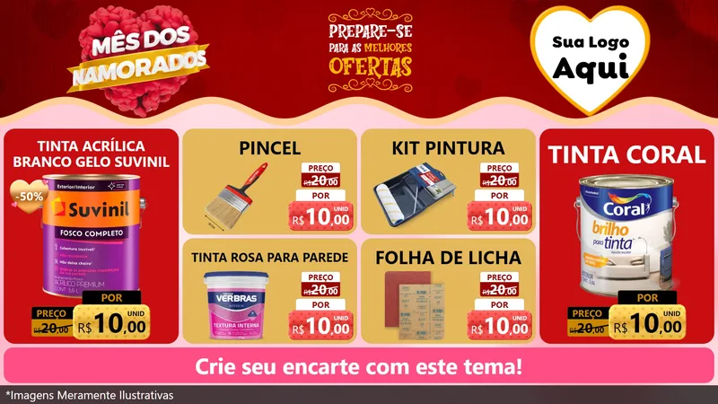 Modelo de TV para TV Horizontal com o tema Mês dos Namorados para Tintas e Ferramentas