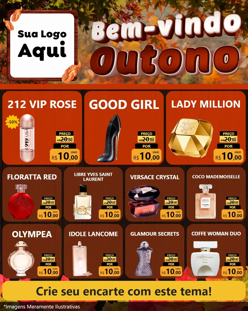 Modelo de Rede Social para Feed Instagram com o tema Bem-vindo Outono para Perfumes