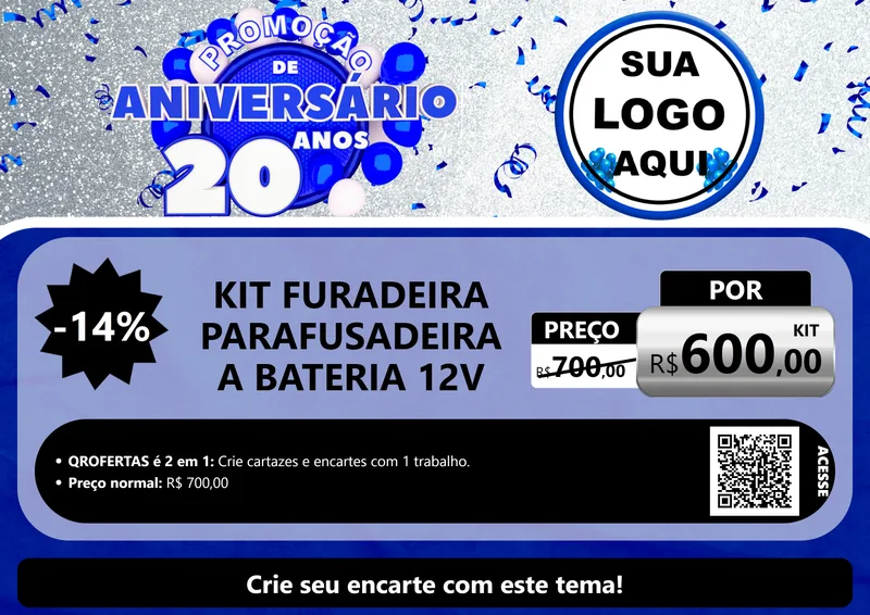 Modelo de Cartaz para Cartaz A4 Horizontal com o tema Promoção de Aniversário - 20 Anos para Maquinas e Ferramentas