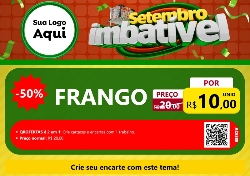 Modelo de Cartaz para Cartaz A4 Horizontal com o tema Setembro Imbatível para Assados