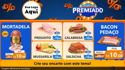 Modelo de TV para TV Horizontal com o tema Janeiro Premiado para Frios e Laticínios