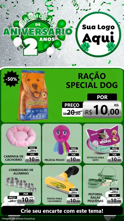 Modelo de Rede Social para Stories com o tema Promoção de Aniversário - 2 Anos para Pet Shop