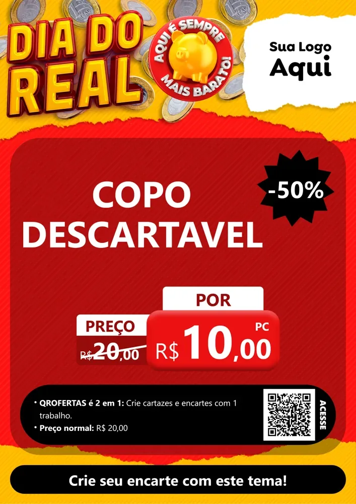 Modelo de Cartaz para Cartaz A4 Vertical com o tema Dia Do Real para Embalagens