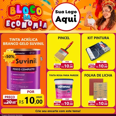 Modelo de Rede Social para Feed Facebook com o tema Bloco da Economia para Tintas e Ferramentas