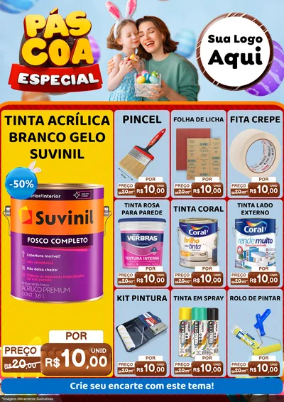 Modelo de Encarte para Encarte A4 Vertical com o tema Páscoa Especial para Tintas e Ferramentas