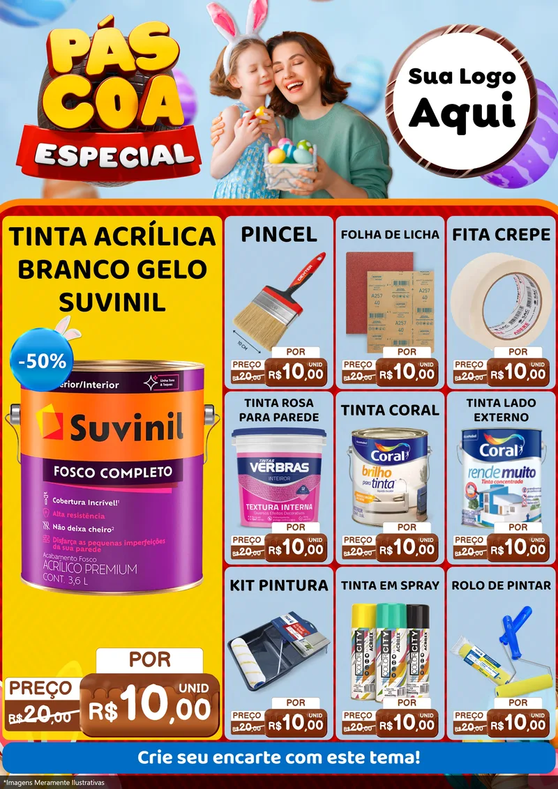Modelo de Encarte para Encarte A4 Vertical com o tema Páscoa Especial para Tintas e Ferramentas