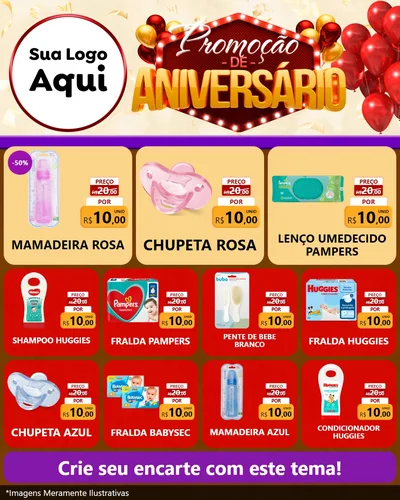 Modelo de Rede Social para Feed Instagram com o tema Promoção de Aniversário para Bebês