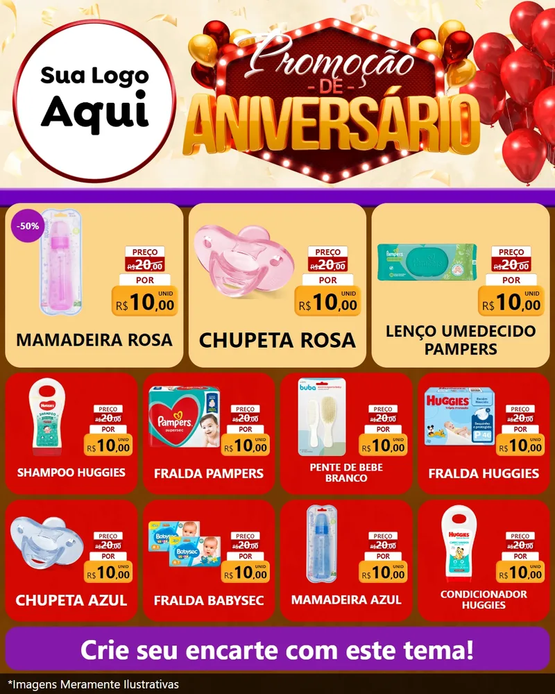 Modelo de Rede Social para Feed Instagram com o tema Promoção de Aniversário para Bebês
